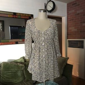 Sheer dressy boho style blouse with tie in back